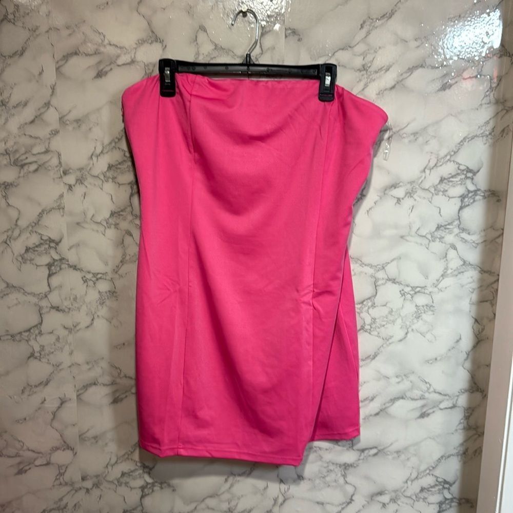 NEW Fashion Nova Portia Ponte Hot Pink Strapless Mini Dress